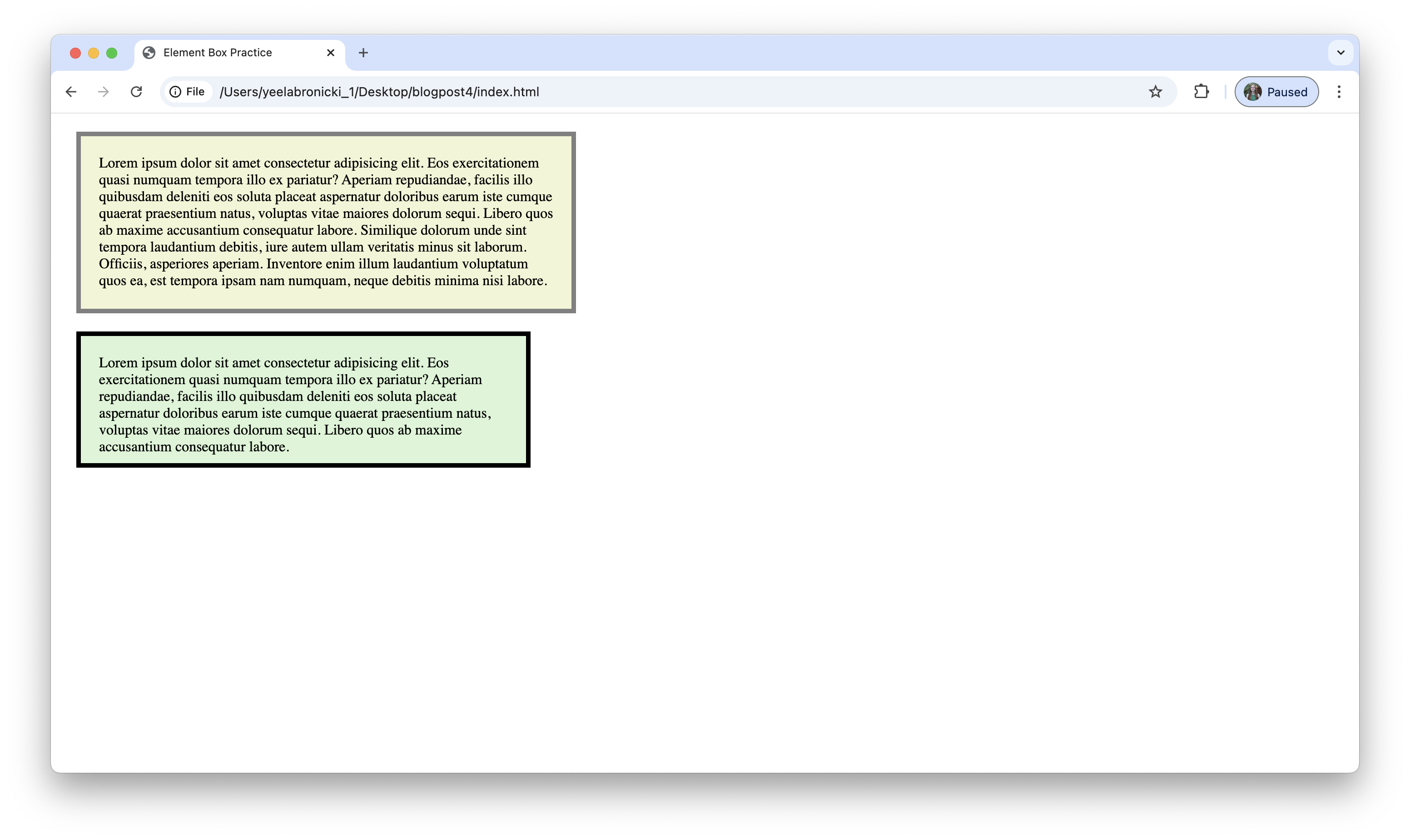 element box practice